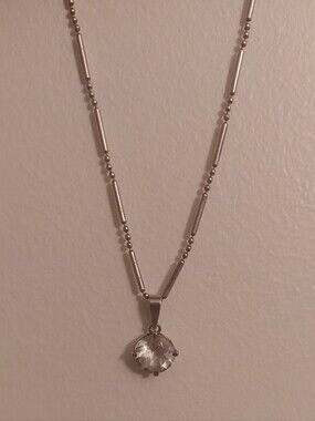 Solitaire White Topaze Pendant Sterling Silver Necklace